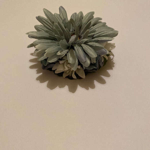 Classic Vintage Jade & White Gerbera & Tuberose Hair Clip