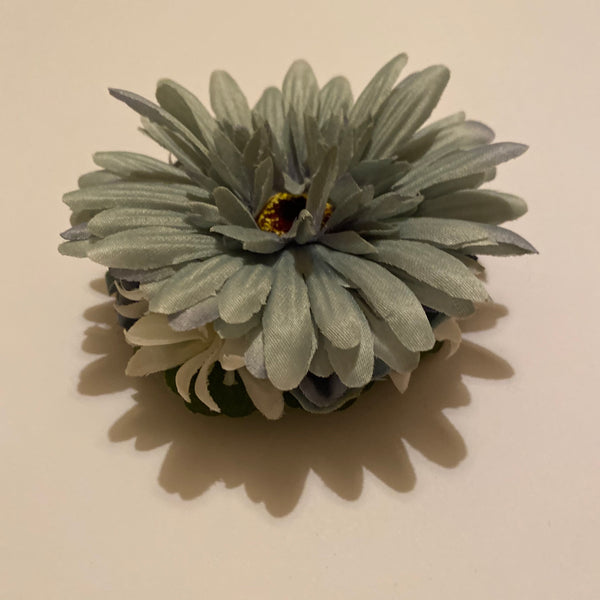 Classic Vintage Jade & White Gerbera & Tuberose Hair Clip