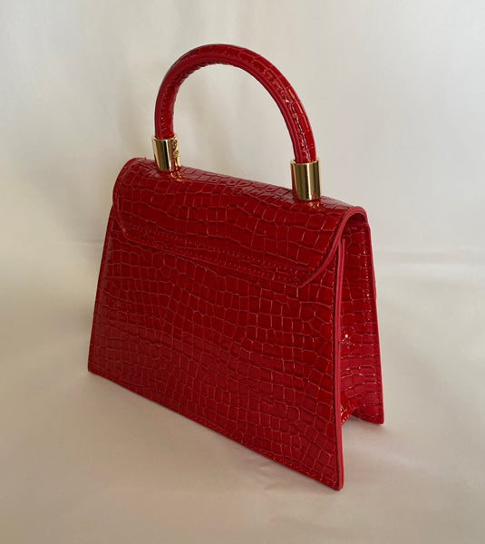 Classic Penny Handbag in Red Velvet - Vintage Inspired