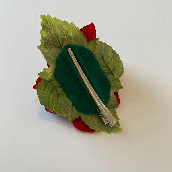 Classic Vintage Red Poinsettia Hair Clip
