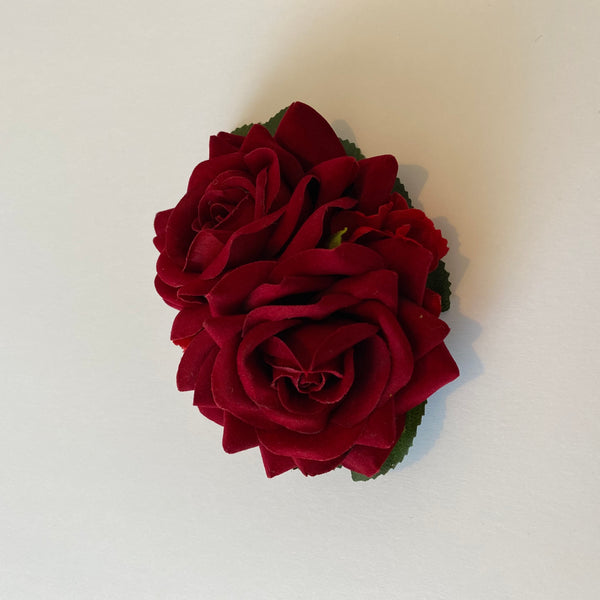 Classic Vintage Red Rose & Hydrangea Hair Clip