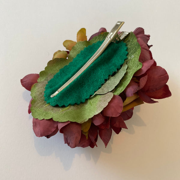 Classic Vintage Burgundy Quince Blossom Hair Clip