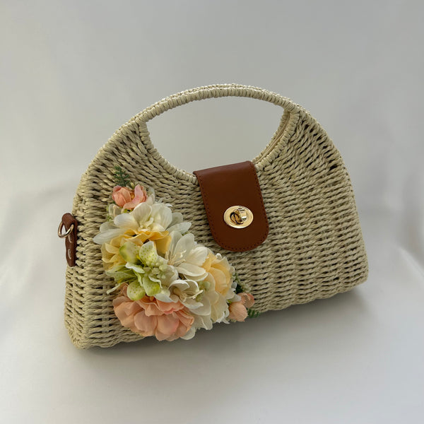 Classic Ada-May Handbag with Blooms - Vintage Inspired