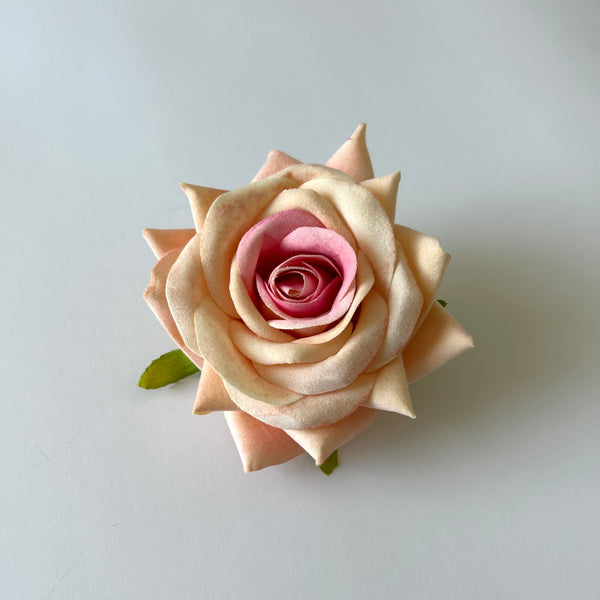 Classic Vintage Apricot Blush Rose Flower Hair Clip