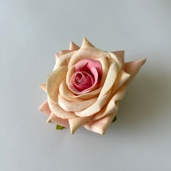 Classic Vintage Apricot Blush Rose Flower Hair Clip