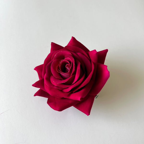 Classic Vintage Cerise Pink Rose Flower Hair Clip