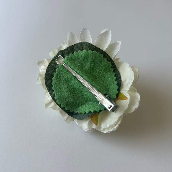 Classic Vintage Cream Carnation & Cream Dahlia Flower Hair Clip