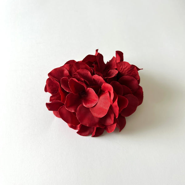 Classic Vintage Deep Red Hydrangea Flower Hair Clip