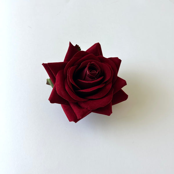 Classic Vintage Deep Red Rose Flower Hair Clip