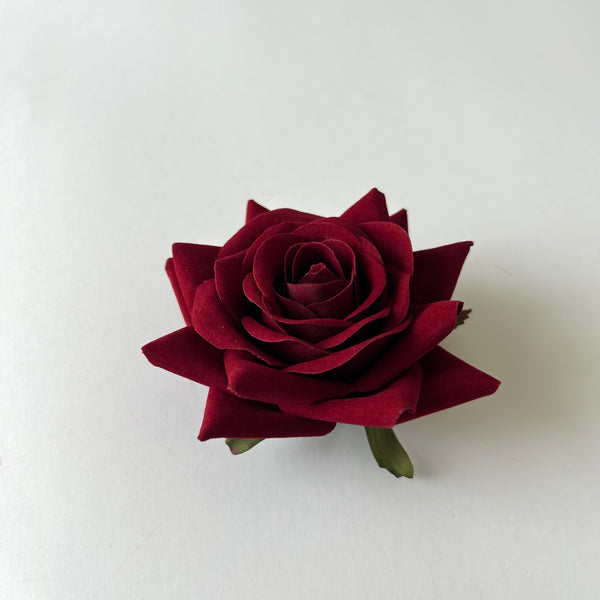 Classic Vintage Deep Red Rose Flower Hair Clip