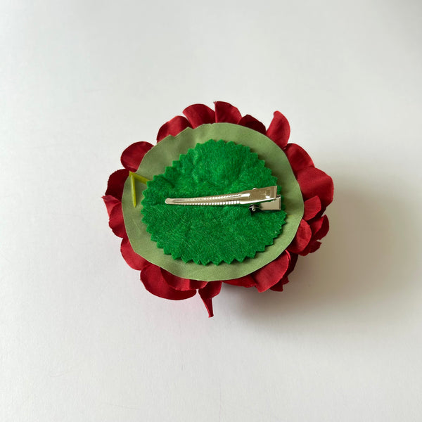 Classic Vintage Deep Red Hydrangea Flower Hair Clip