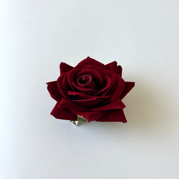Classic Vintage Deep Red Rose Flower Hair Clip