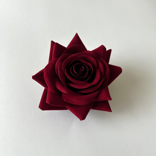 Classic Vintage Deep Red Rose Flower Hair Clip