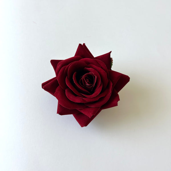 Classic Vintage Deep Red Rose Flower Hair Clip