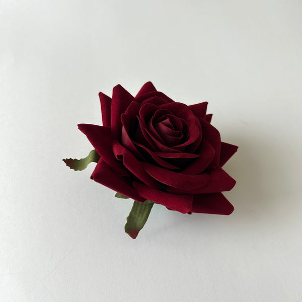 Classic Vintage Deep Red Rose Flower Hair Clip