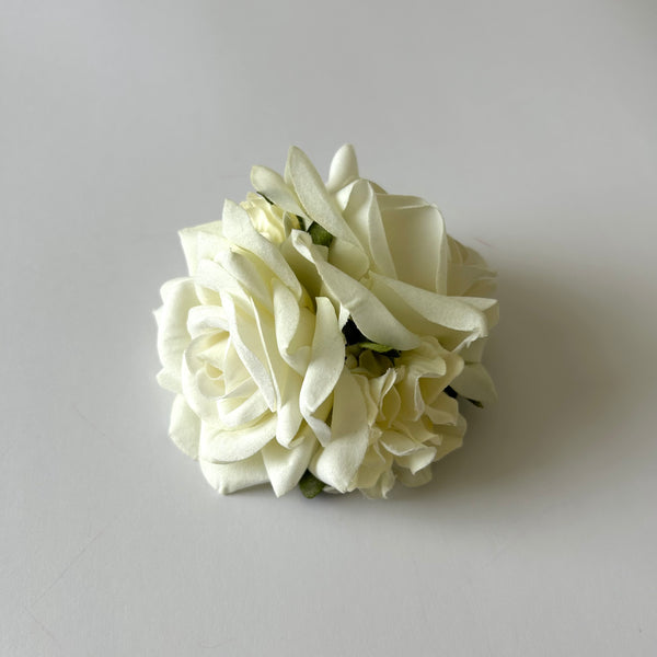 Classic Vintage Double Cream Rose & Cream Hydrangea Flower Hair Clip