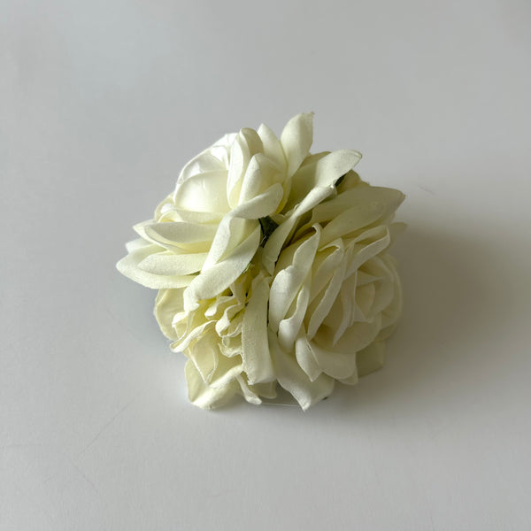 Classic Vintage Double Cream Rose & Cream Hydrangea Flower Hair Clip