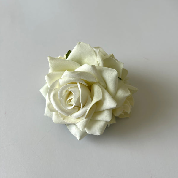 Classic Vintage Double Cream Rose & Cream Hydrangea Flower Hair Clip