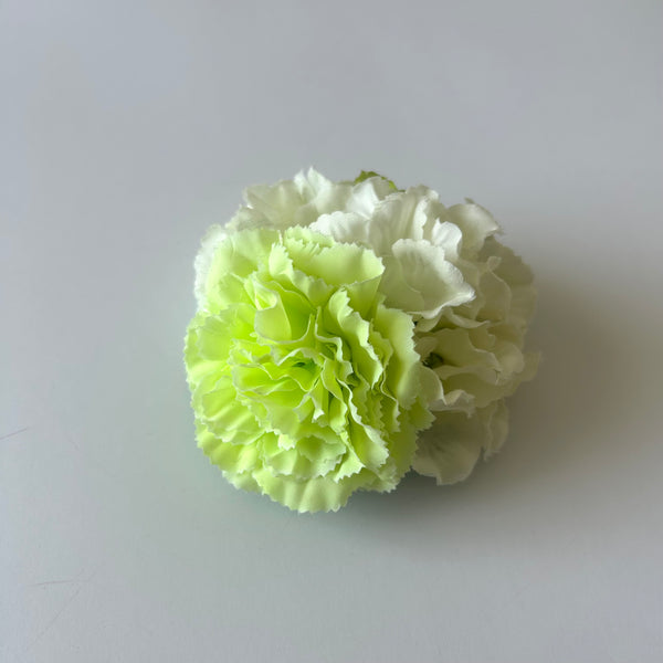 Classic Vintage Green Carnation & Cream Hydrangea Flower Hair Clip