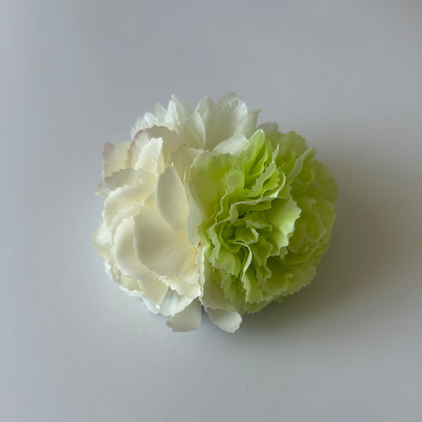Classic Vintage Green Carnation & Cream Dahlia Flower Hair Clip