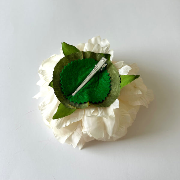 Classic Vintage Large Cream Peony Flower Hair Clip