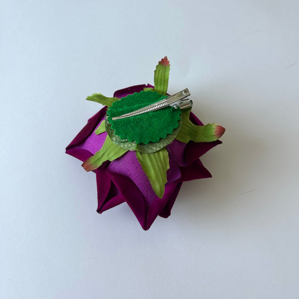 Classic Vintage Mulberry Pink Rose Flower Hair Clip