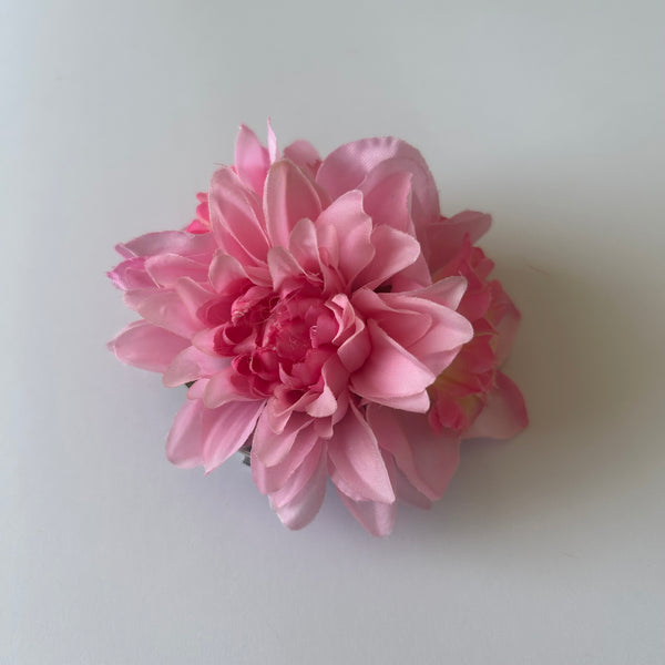 Classic Vintage Pink Dahlia & Pink Daffodil Flower Hair Clip