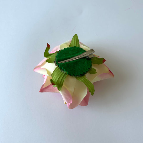 Classic Vintage Pink Blush Rose Flower Hair Clip