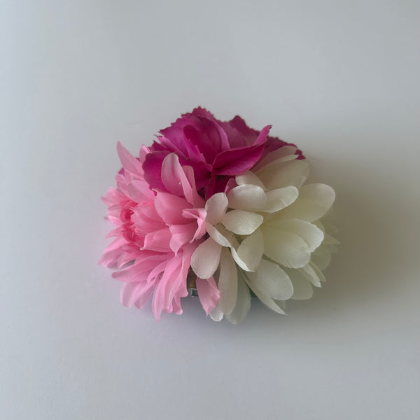 Classic Vintage Pink Dahlia & Cream Dahlia Flower Hair Clip