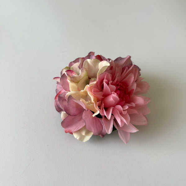 Classic Vintage Pink Dahlia & Pink Blush Hydrangea Flower Hair Clip