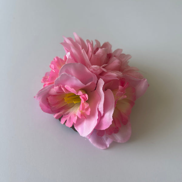 Classic Vintage Pink Dahlia & Pink Daffodil Flower Hair Clip