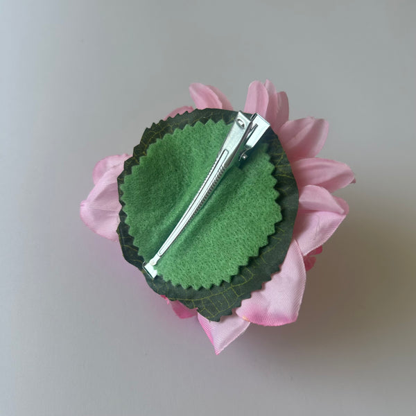 Classic Vintage Pink Dahlia & Pink Daffodil Flower Hair Clip