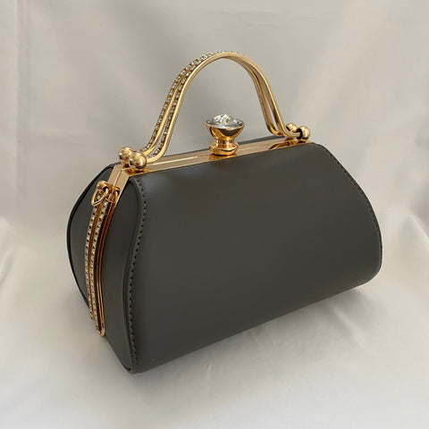 Classic Tia Handbag in Grey - Vintage Inspired