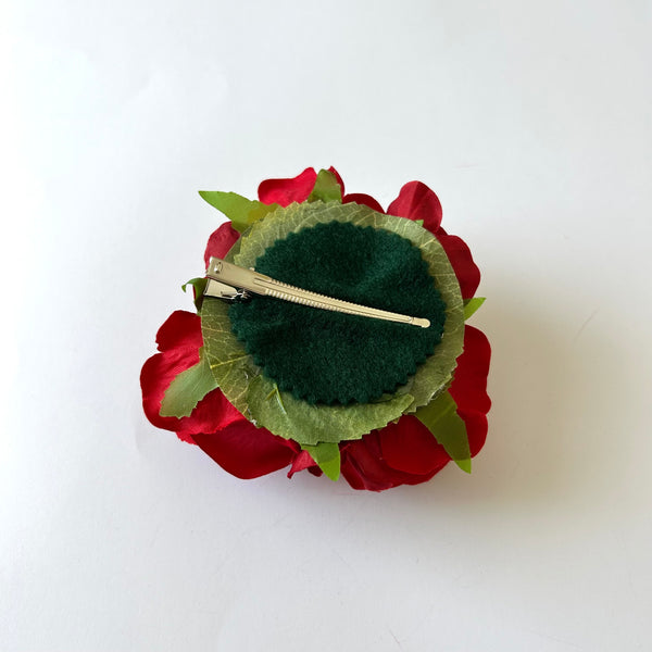 Classic Vintage Triple Deep Red Rose Flower Hair Clip