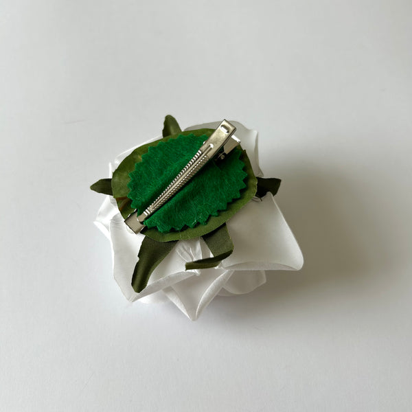 Classic Vintage White Rose Flower Hair Clip