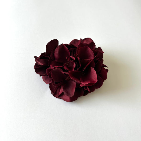 Classic Vintage Wine Red Hydrangea Flower Hair Clip