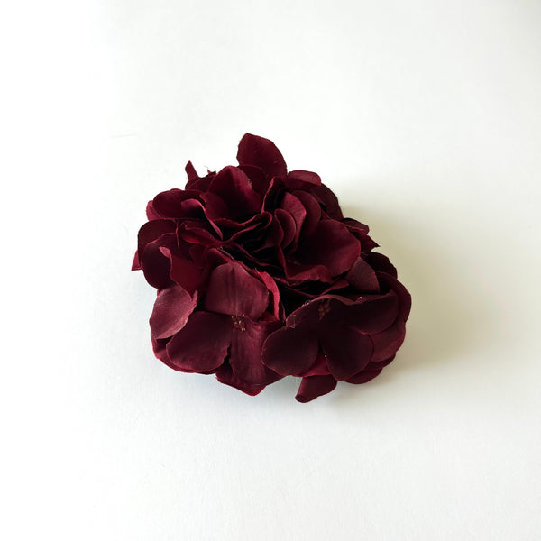 Classic Vintage Wine Red Hydrangea Flower Hair Clip