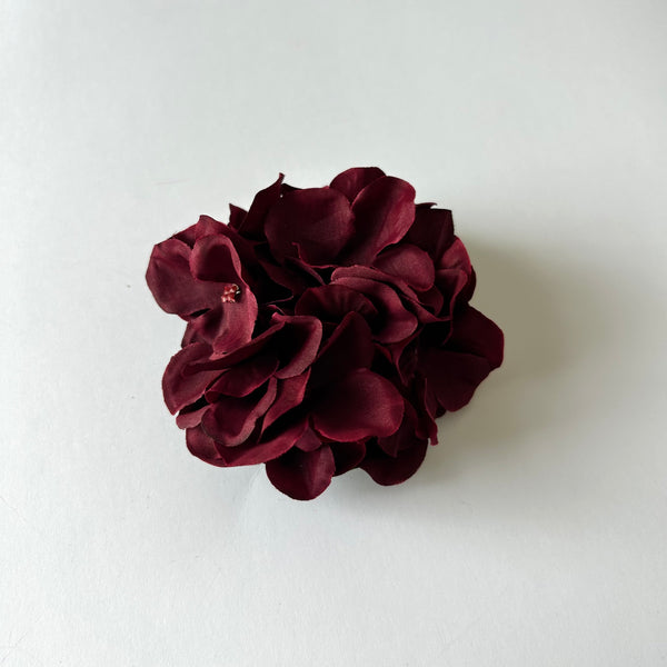 Classic Vintage Wine Red Hydrangea Flower Hair Clip