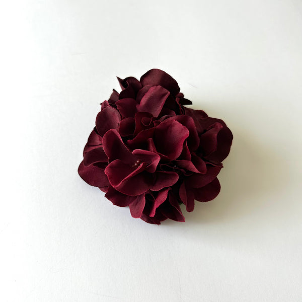 Classic Vintage Wine Red Hydrangea Flower Hair Clip