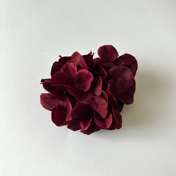 Classic Vintage Wine Red Hydrangea Flower Hair Clip