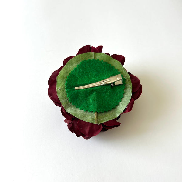 Classic Vintage Wine Red Hydrangea Flower Hair Clip