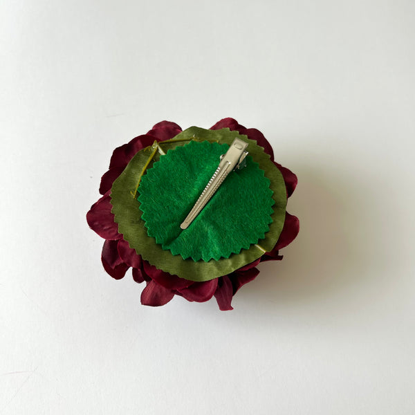 Classic Vintage Wine Red Hydrangea Flower Hair Clip