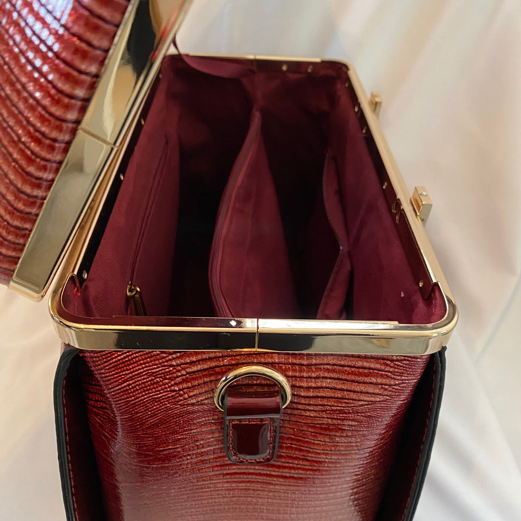 RUBY VINTAGE HANDBAG MADE IN ENGLAND