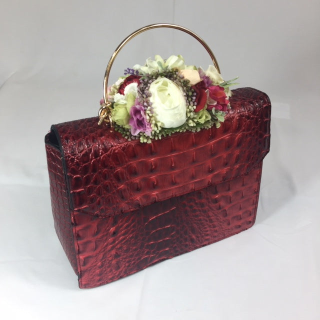 Classic Clara Handbag in Red Velvet - Handmade Vintage Inspired
