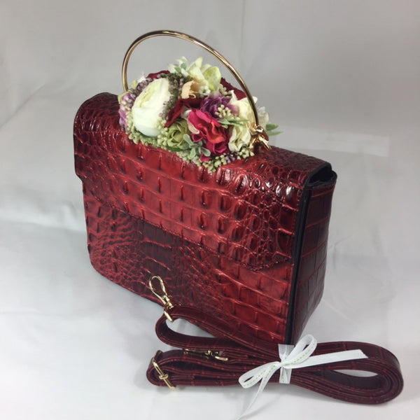 Classic Clara Handbag in Red Velvet - Handmade Vintage Inspired
