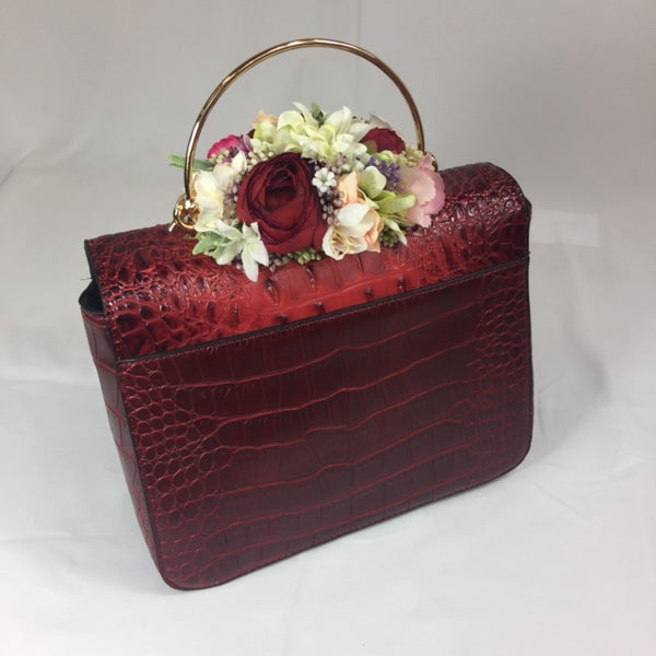 Classic Clara Handbag in Red Velvet - Handmade Vintage Inspired