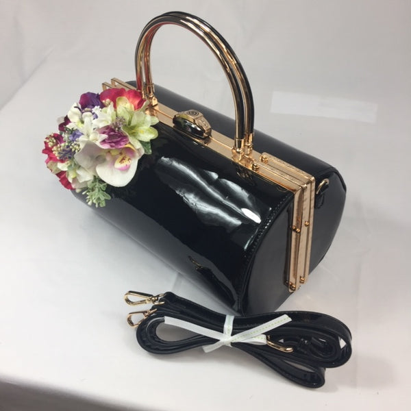 Classic Emma Barrel Handbag in Black - Handmade Vintage Inspired