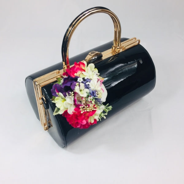 Classic Emma Barrel Handbag in Black - Handmade Vintage Inspired