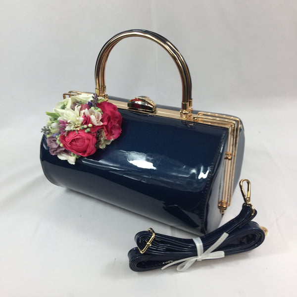 Classic Emma Barrel Handbag in French Blue - Handmade Vintage Inspired