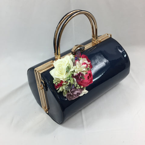 Classic Emma Barrel Handbag in French Blue - Handmade Vintage Inspired